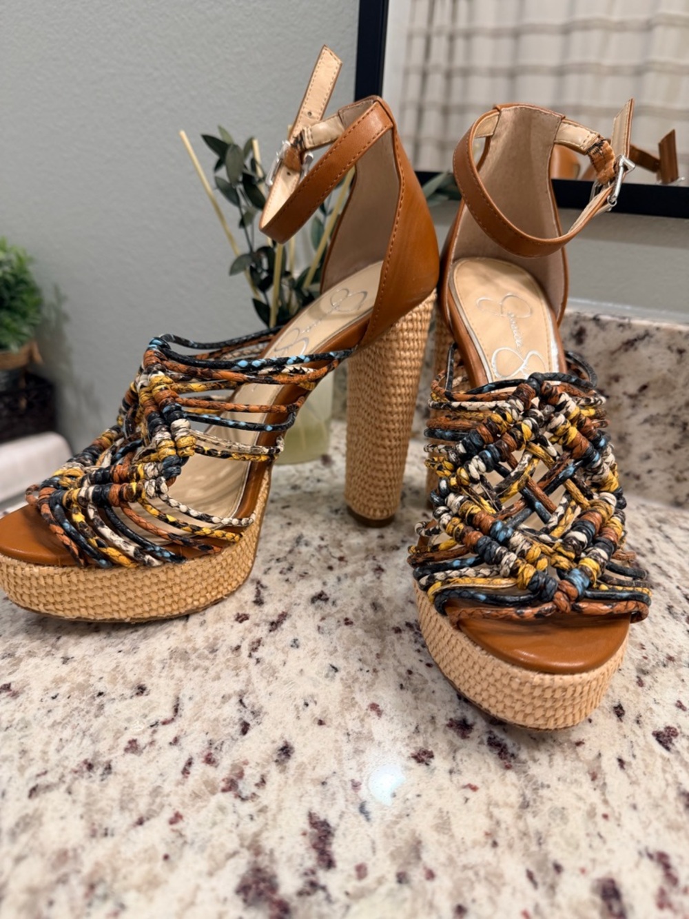 Jessica Simpson Ignatia Multicolor Braided Platform Sandals